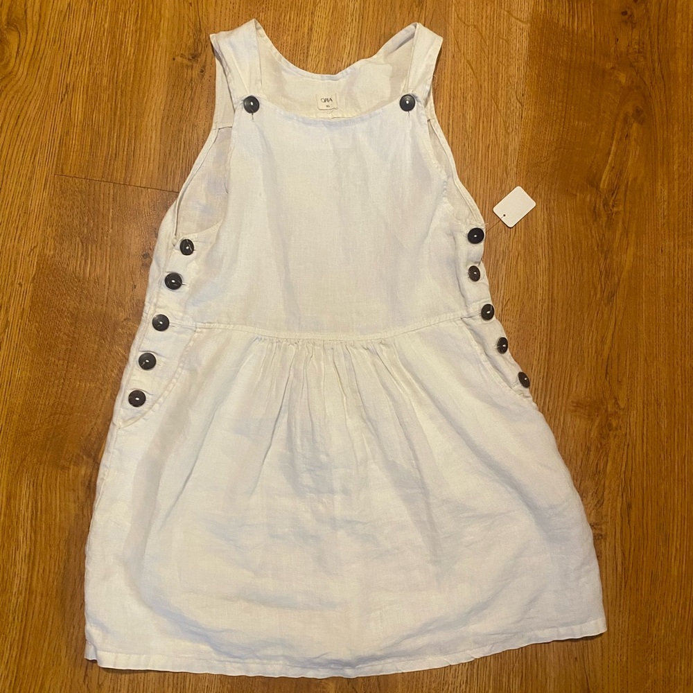 Opia Ivory Dress with Brown Button Accents